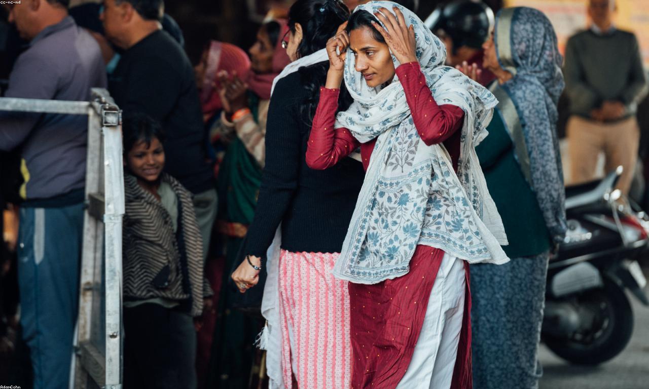 Editorial scene of busy city streets and office towers